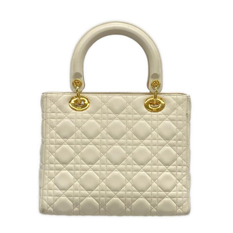 Dior Christian Dior Handbag Lady Dior Medium Bag Ivory Gold Hardware Lambskin