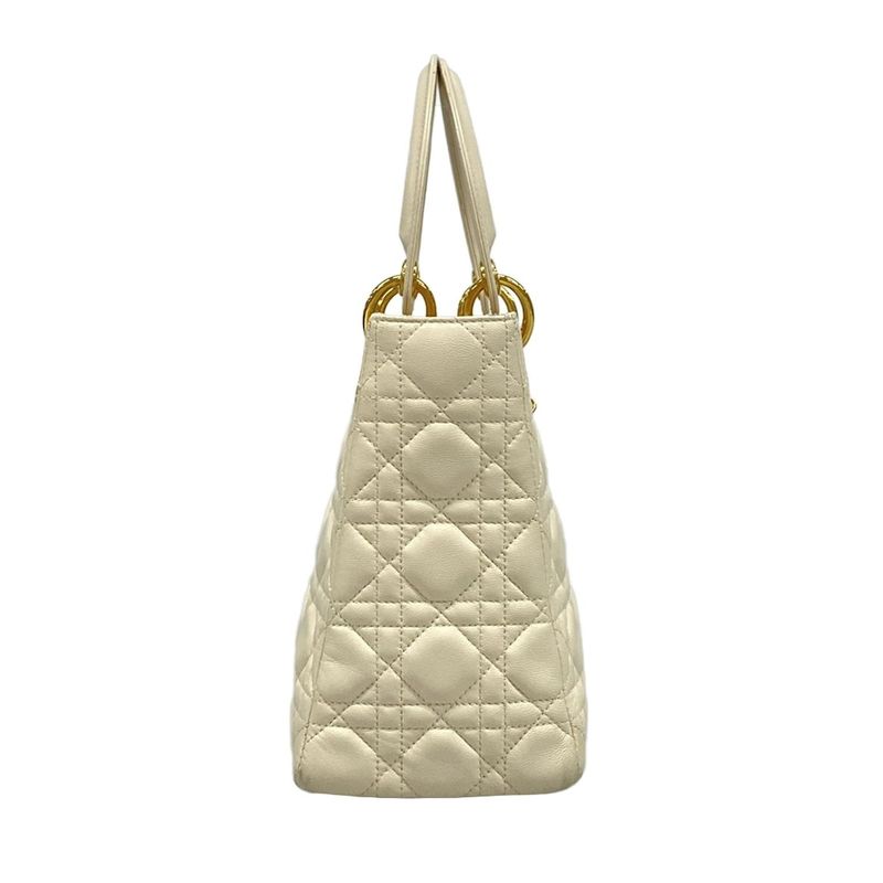 Dior Christian Dior Handbag Lady Dior Medium Bag Ivory Gold Hardware Lambskin