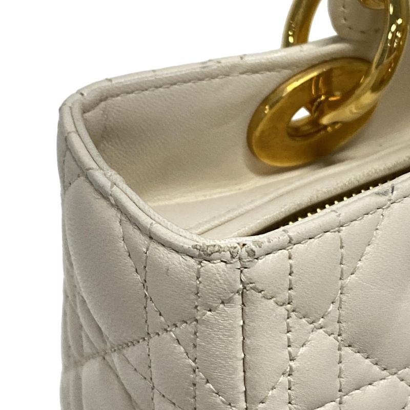 Dior Christian Dior Handbag Lady Dior Medium Bag Ivory Gold Hardware Lambskin