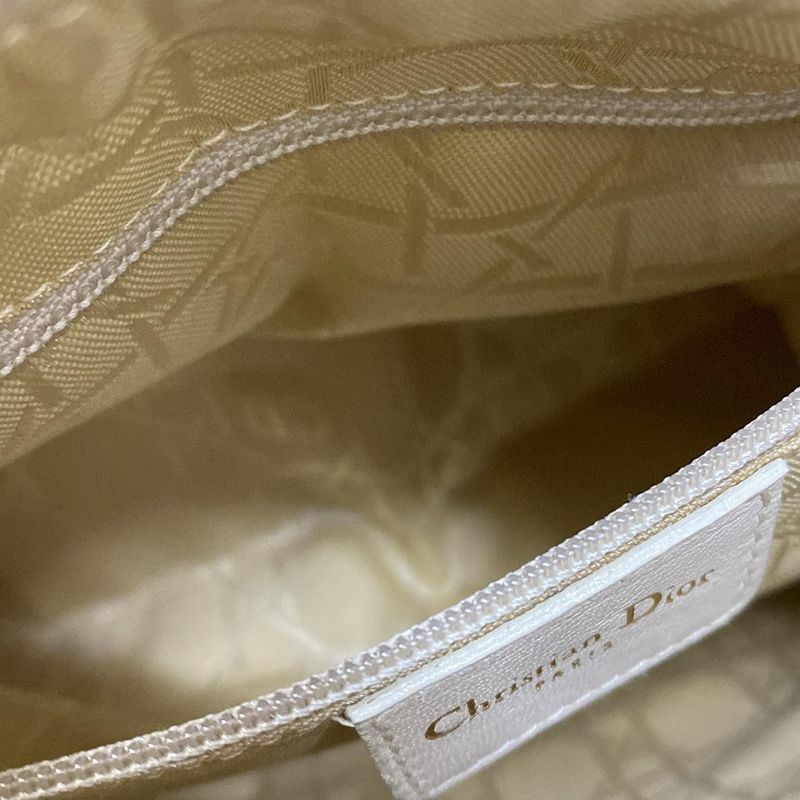 Dior Christian Dior Handbag Lady Dior Medium Bag Ivory Gold Hardware Lambskin