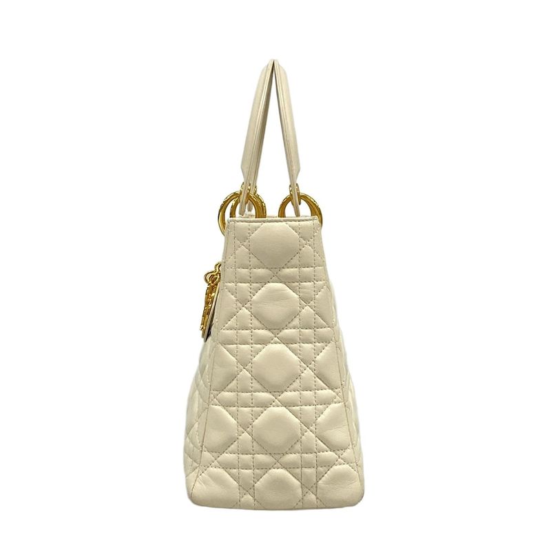 Dior Christian Dior Handbag Lady Dior Medium Bag Ivory Gold Hardware Lambskin