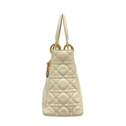 Dior Christian Dior Handbag Lady Dior Medium Bag Ivory Gold Hardware Lambskin