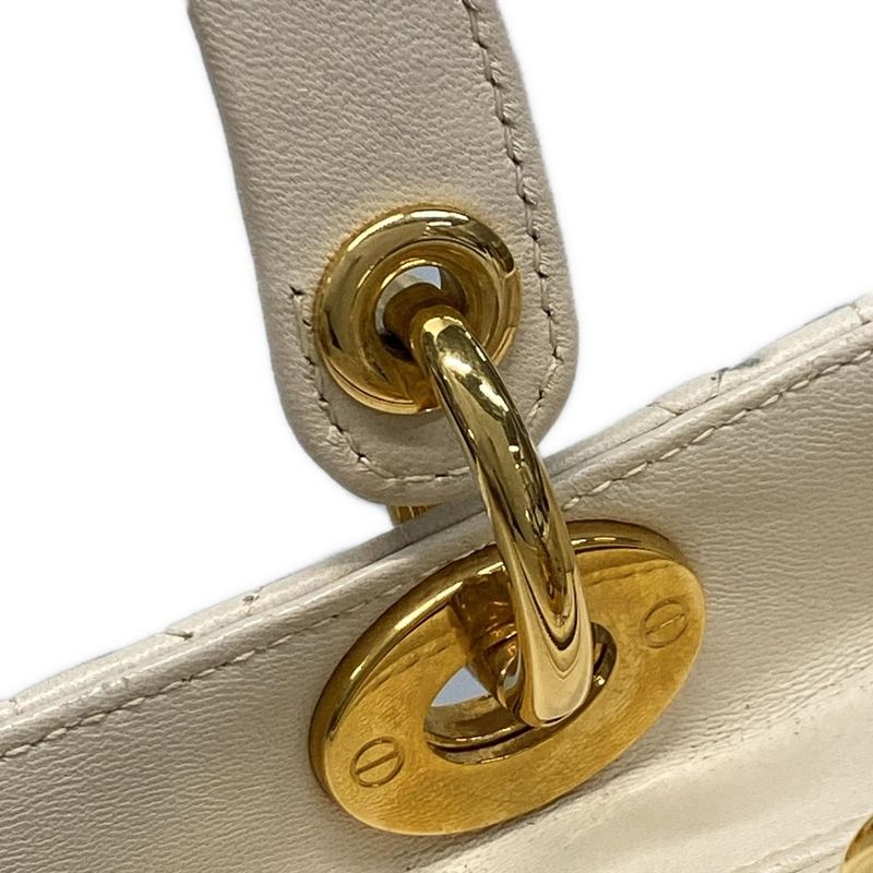 Dior Christian Dior Handbag Lady Dior Medium Bag Ivory Gold Hardware Lambskin