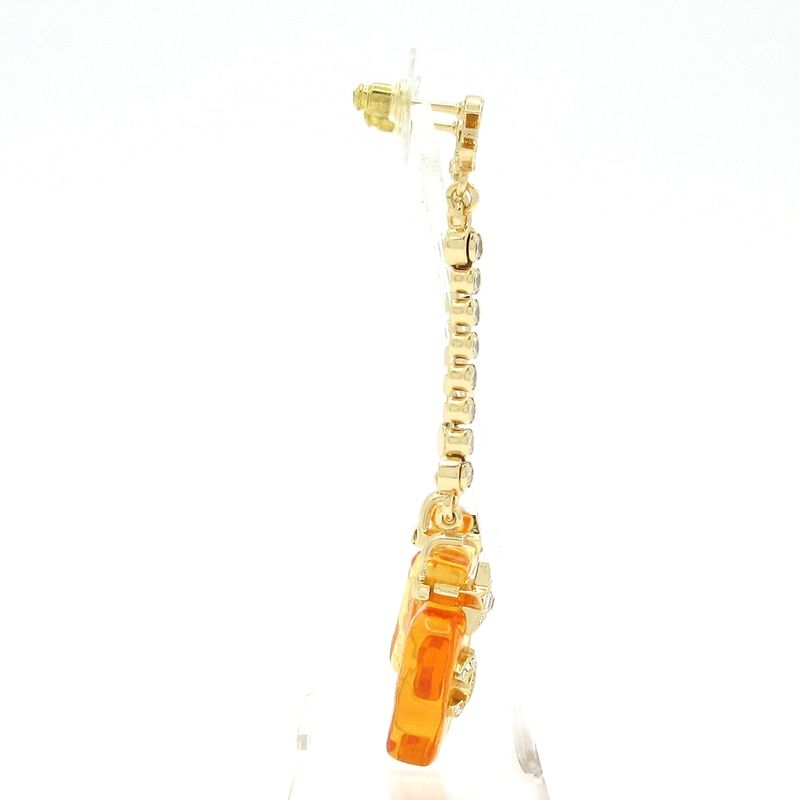 Chanel Earrings Excellent Condition Coco Mark Gold X Orange X Clear Perfume