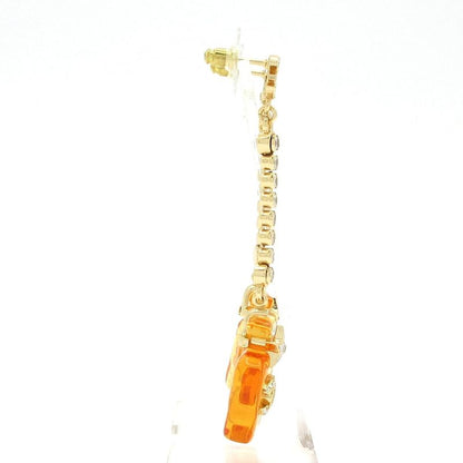 Chanel Earrings Excellent Condition Coco Mark Gold X Orange X Clear Perfume