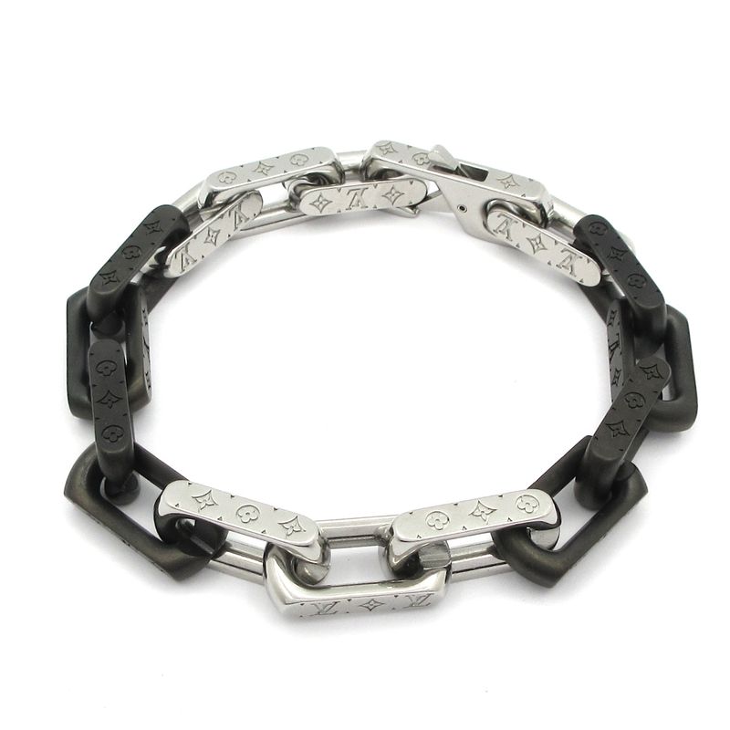 Louis Vuitton Bracelet Monogram Chain M00687 Silver and Black