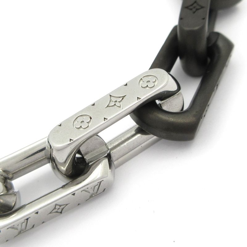 Louis Vuitton Bracelet Monogram Chain M00687 Silver and Black