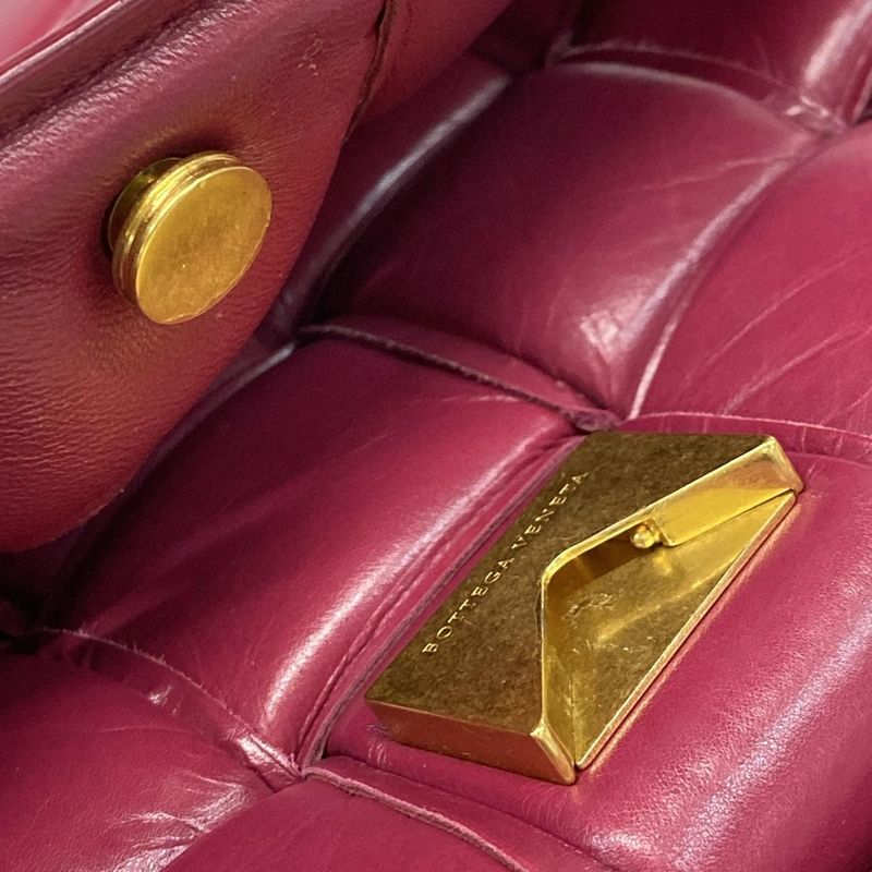 Bottega Veneta Shoulder Bag Padded Cassette Pink Bordeaux Leather
