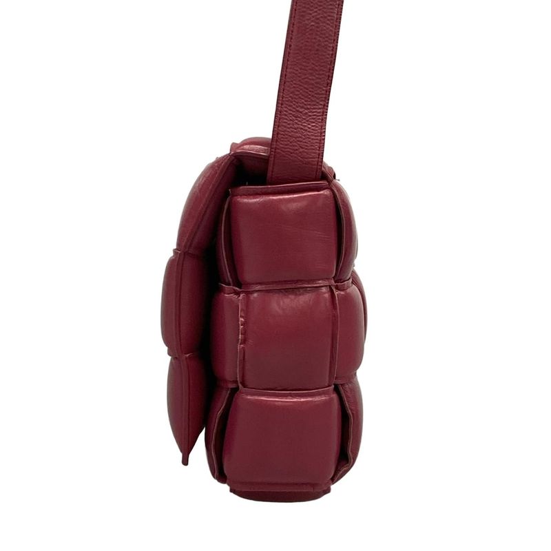 Bottega Veneta Shoulder Bag Padded Cassette Pink Bordeaux Leather