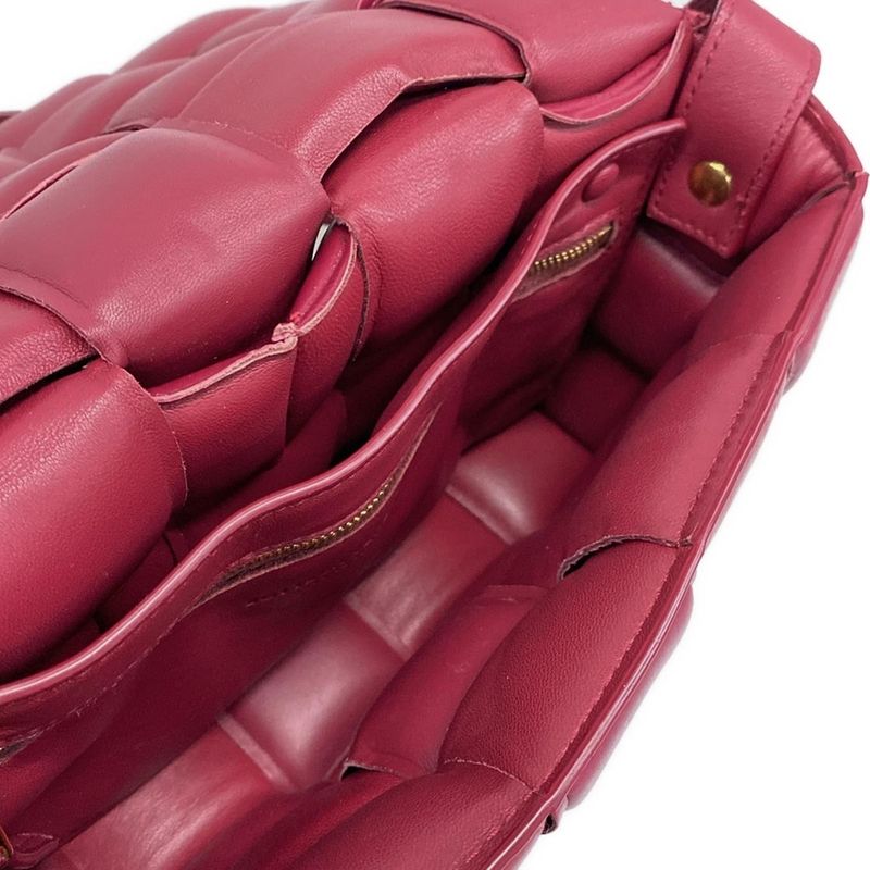 Bottega Veneta Shoulder Bag Padded Cassette Pink Bordeaux Leather