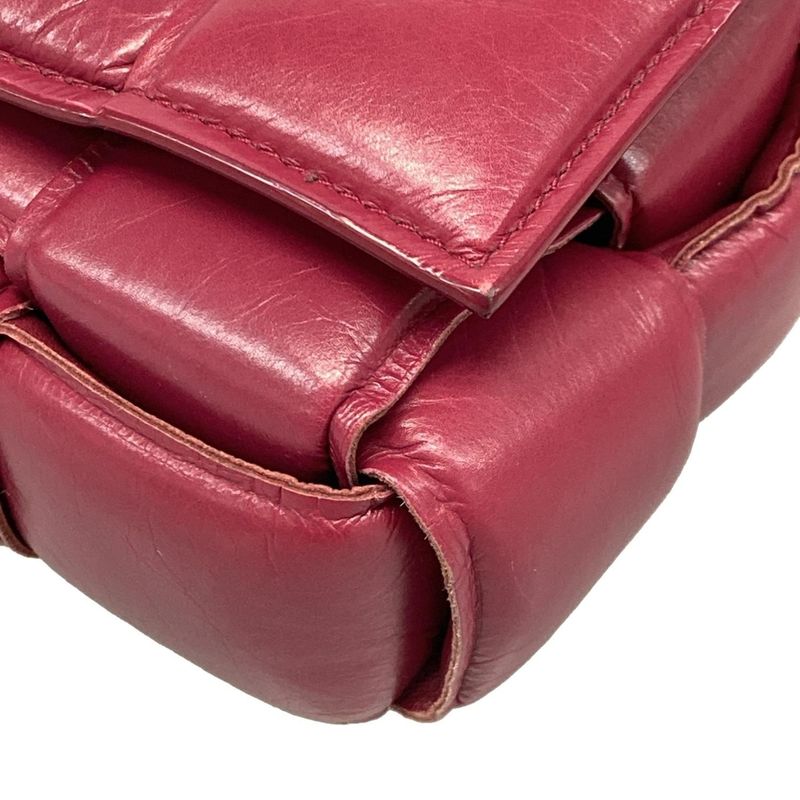 Bottega Veneta Shoulder Bag Padded Cassette Pink Bordeaux Leather