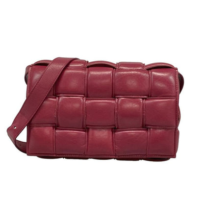 Bottega Veneta Shoulder Bag Padded Cassette Pink Bordeaux Leather