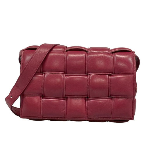 Bottega Veneta Shoulder Bag Padded Cassette Pink Bordeaux Leather