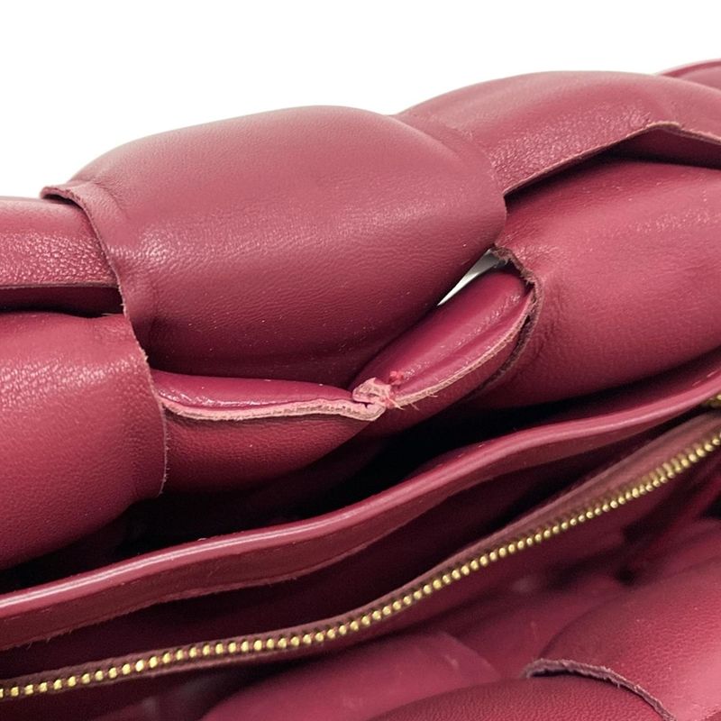 Bottega Veneta Shoulder Bag Padded Cassette Pink Bordeaux Leather