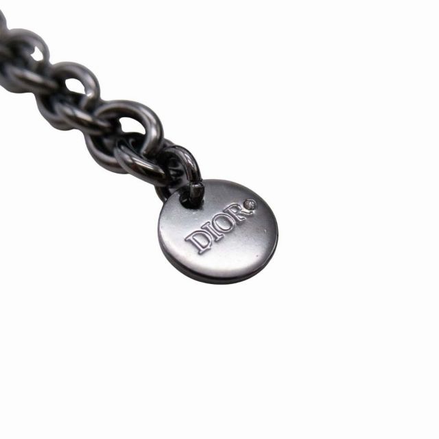 Christian Dior Leather Collar Necklace Choker Eyelet Dove Hardware Black Silver