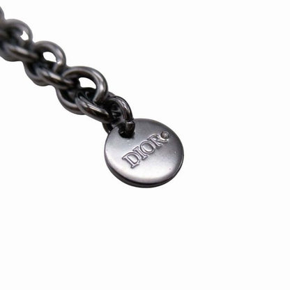 Christian Dior Leather Collar Necklace Choker Eyelet Dove Hardware Black Silver