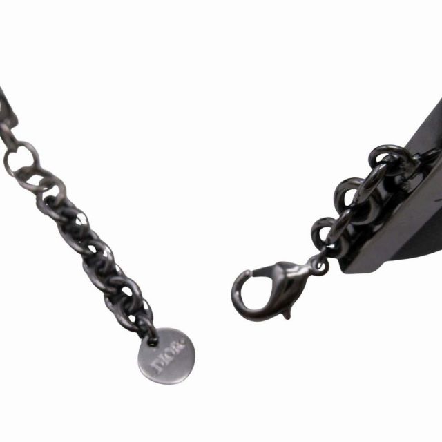 Christian Dior Leather Collar Necklace Choker Eyelet Dove Hardware Black Silver