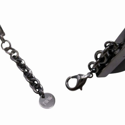 Christian Dior Leather Collar Necklace Choker Eyelet Dove Hardware Black Silver