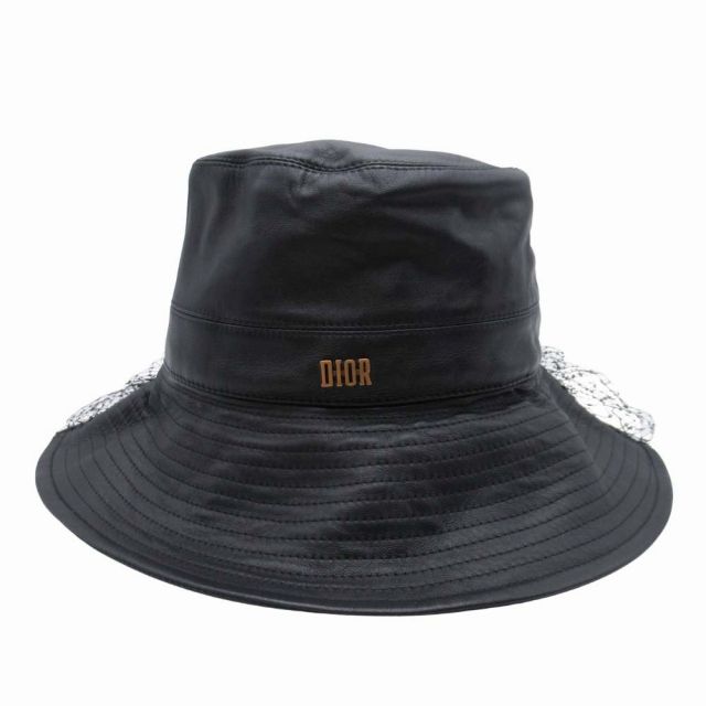 19aw Christian Dior Teddy-D Sheepskin Bob Hat Lamb Leather Veil Metal Logo Hat