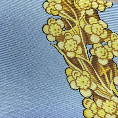 Hermes Scarf Carré 90 Light Blue × Yellow × Multi Cosmima Jewelry Pattern