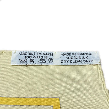 Hermes Scarf Carré 90 Light Yellow×black×multi in Salzburg Musical Score Pattern