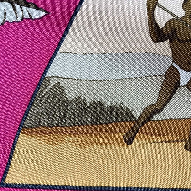 Hermes Scarf Carré 90 Pink×black×multi Chass Es Exotioues Animal Print