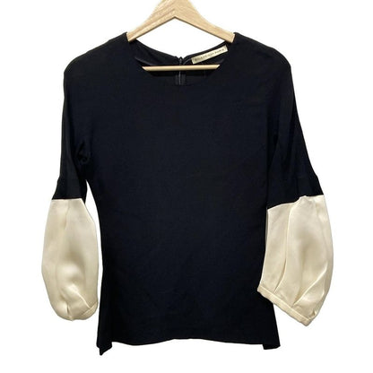 Balenciaga Long Sleeve Cut and Sewn Size 36 S Women's - Black and Ivory Crew