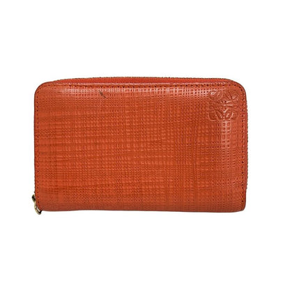 Loewe Coin Case - Orange Round Zipper Shape Pressed Leather