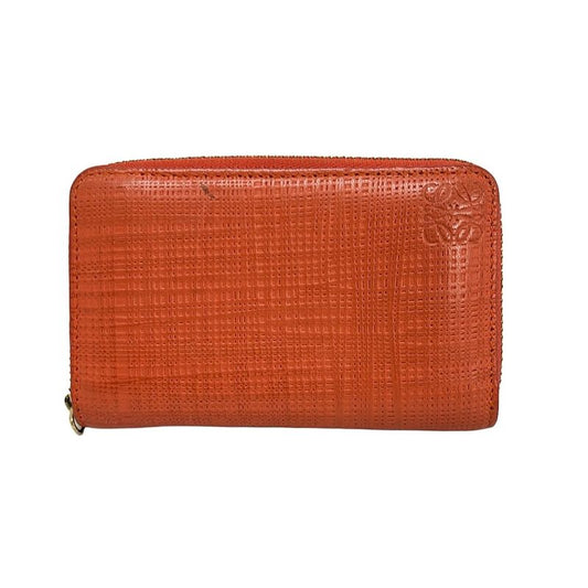 Loewe Coin Case - Orange Round Zipper Shape Pressed Leather