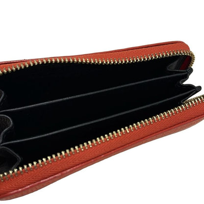 Loewe Coin Case - Orange Round Zipper Shape Pressed Leather