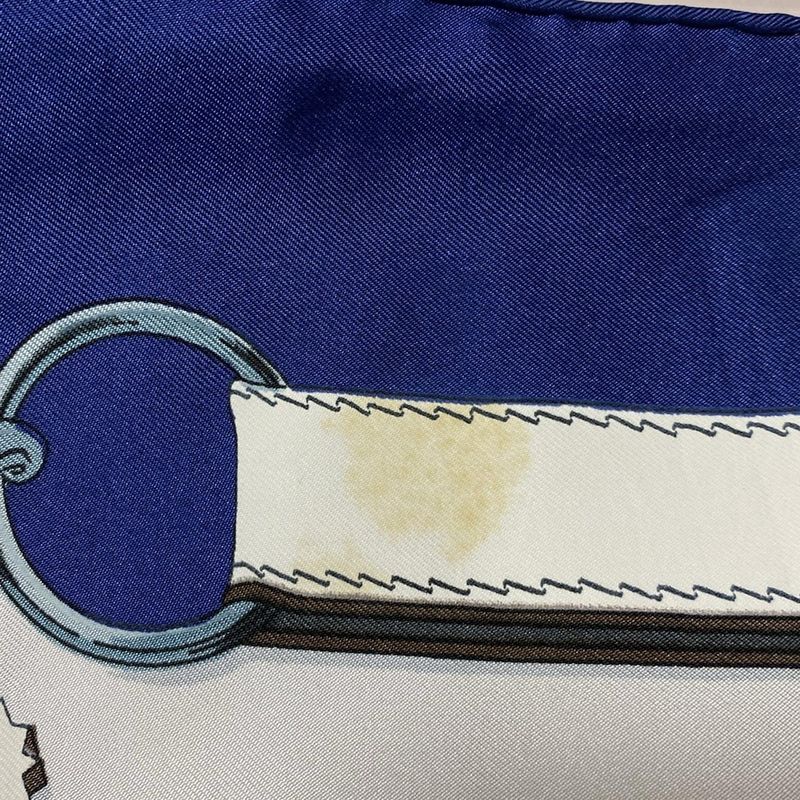 Hermes Scarf Carré 90 White×navy×multi Cuivreries