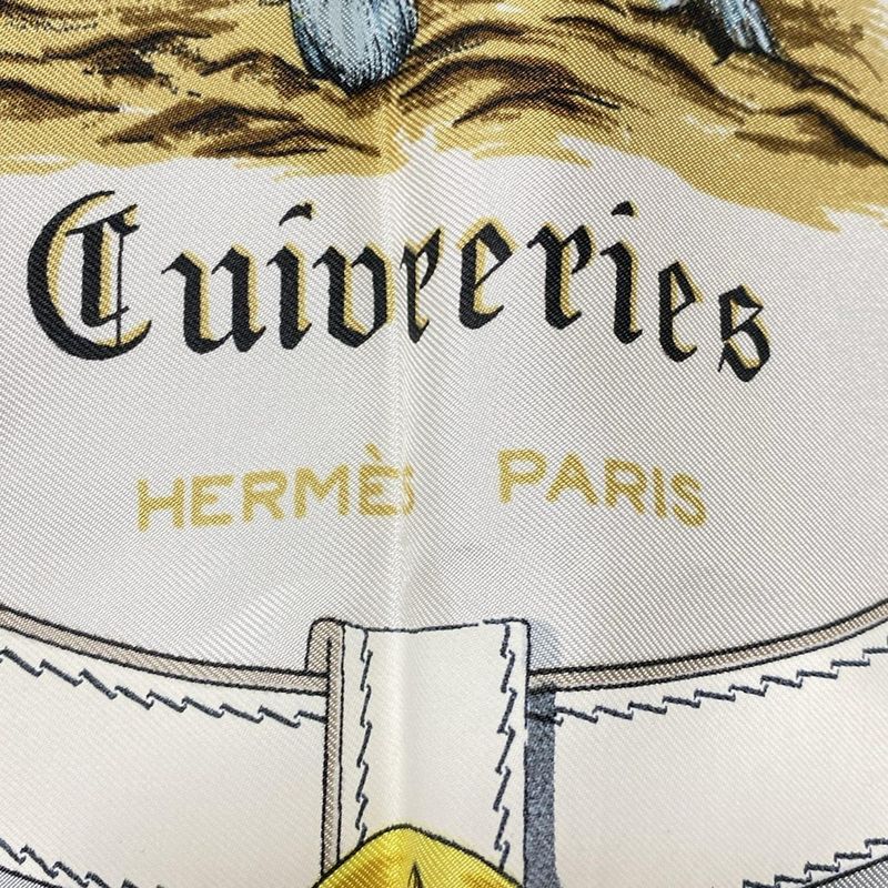 Hermes Scarf Carré 90 White×navy×multi Cuivreries