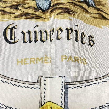 Hermes Scarf Carré 90 White×navy×multi Cuivreries