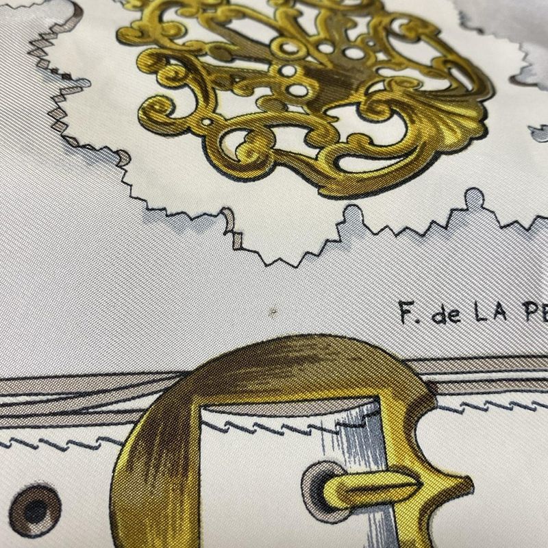 Hermes Scarf Carré 90 White×navy×multi Cuivreries