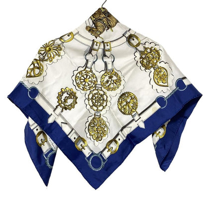 Hermes Scarf Carré 90 White×navy×multi Cuivreries