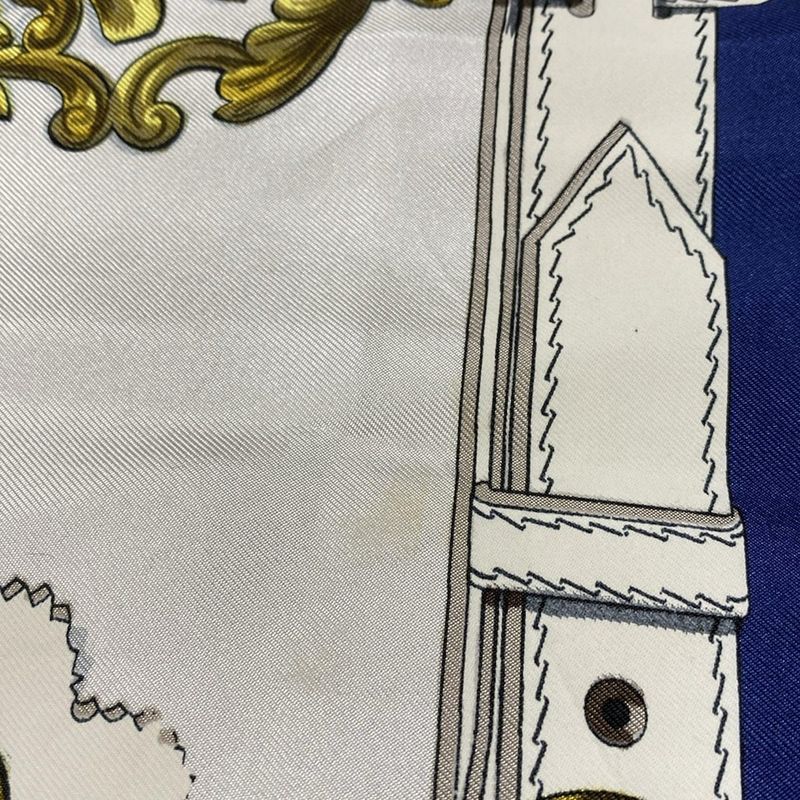 Hermes Scarf Carré 90 White×navy×multi Cuivreries