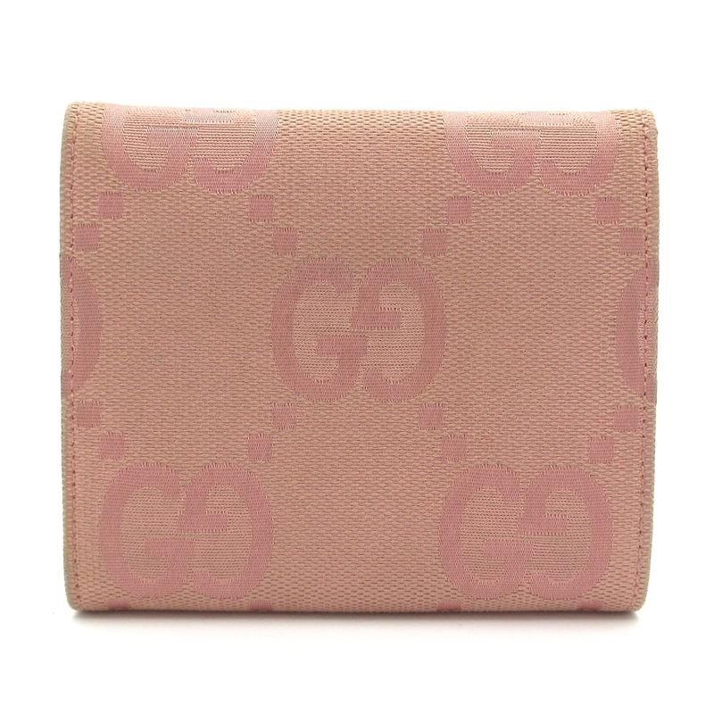 Gucci Trifold Wallet GG Pattern Pink and Beige Leather