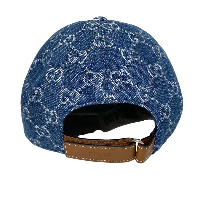 Gucci Cap XL 60cm (23.62in)excellent Condition GG Denim Baseball Cap 816450
