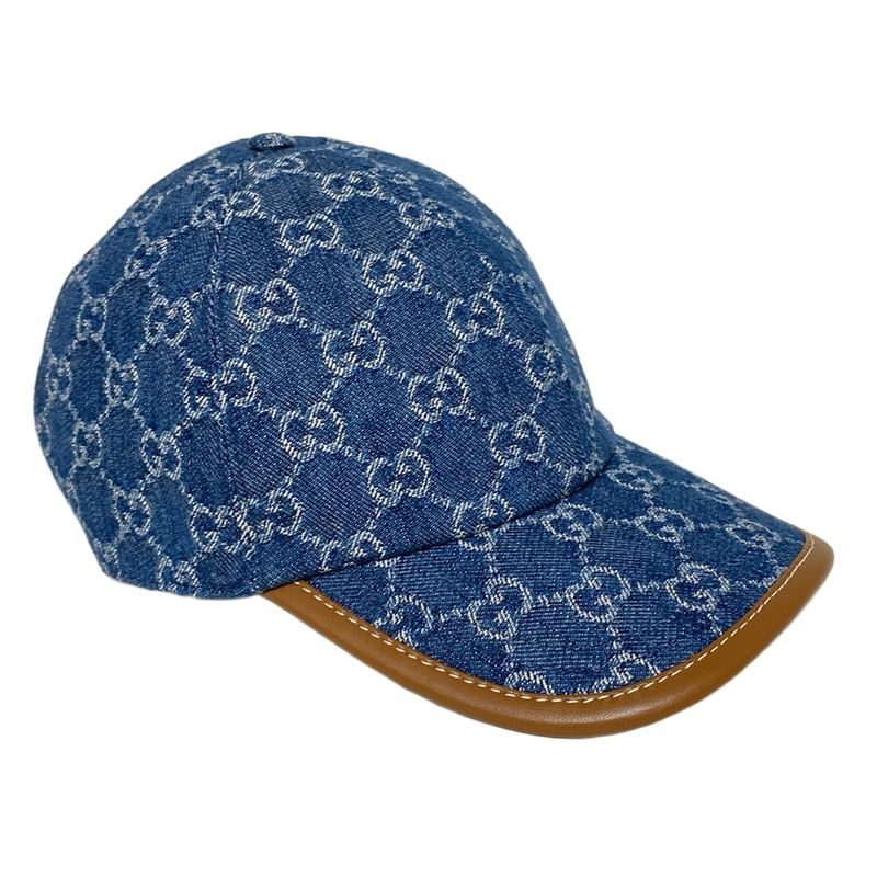 Gucci Cap XL 60cm (23.62in)excellent Condition GG Denim Baseball Cap 816450