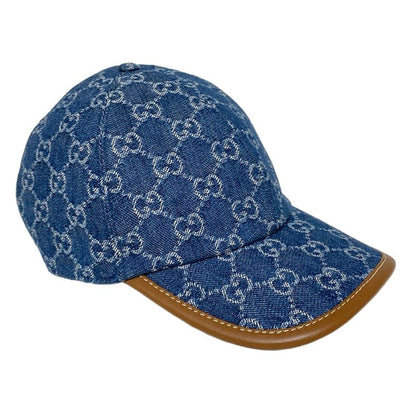 Gucci Cap XL 60cm (23.62in)excellent Condition GG Denim Baseball Cap 816450