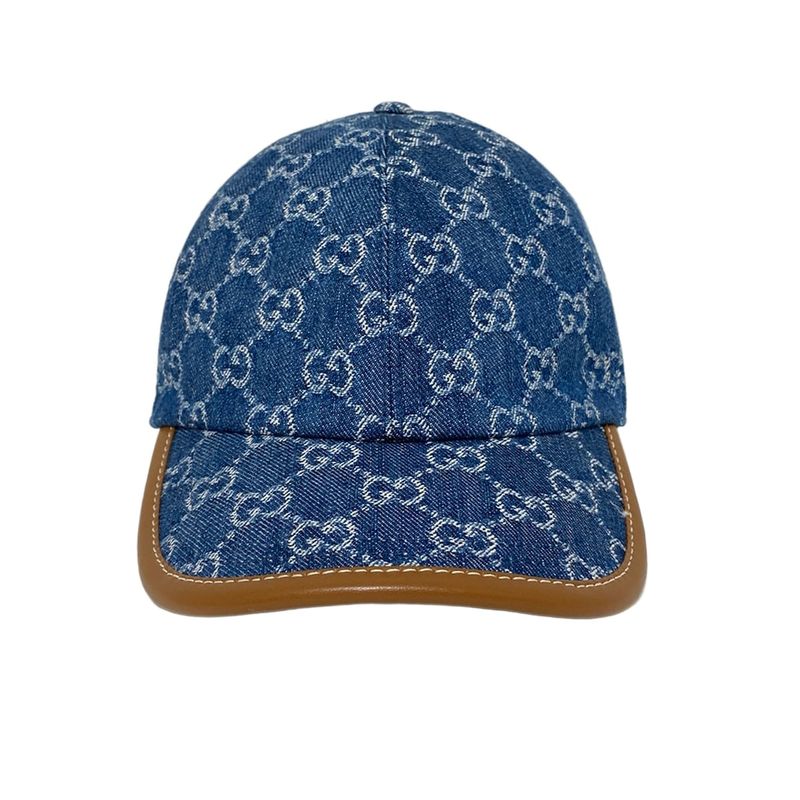 Gucci Cap XL 60cm (23.62in)excellent Condition GG Denim Baseball Cap 816450