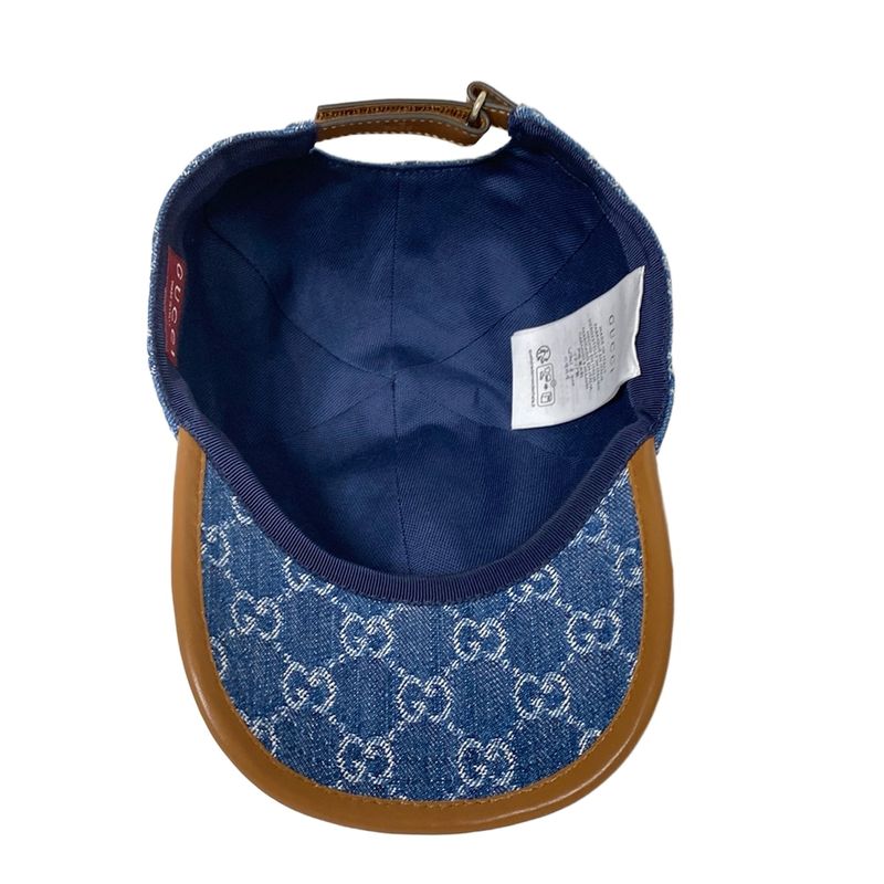 Gucci Cap XL 60cm (23.62in)excellent Condition GG Denim Baseball Cap 816450