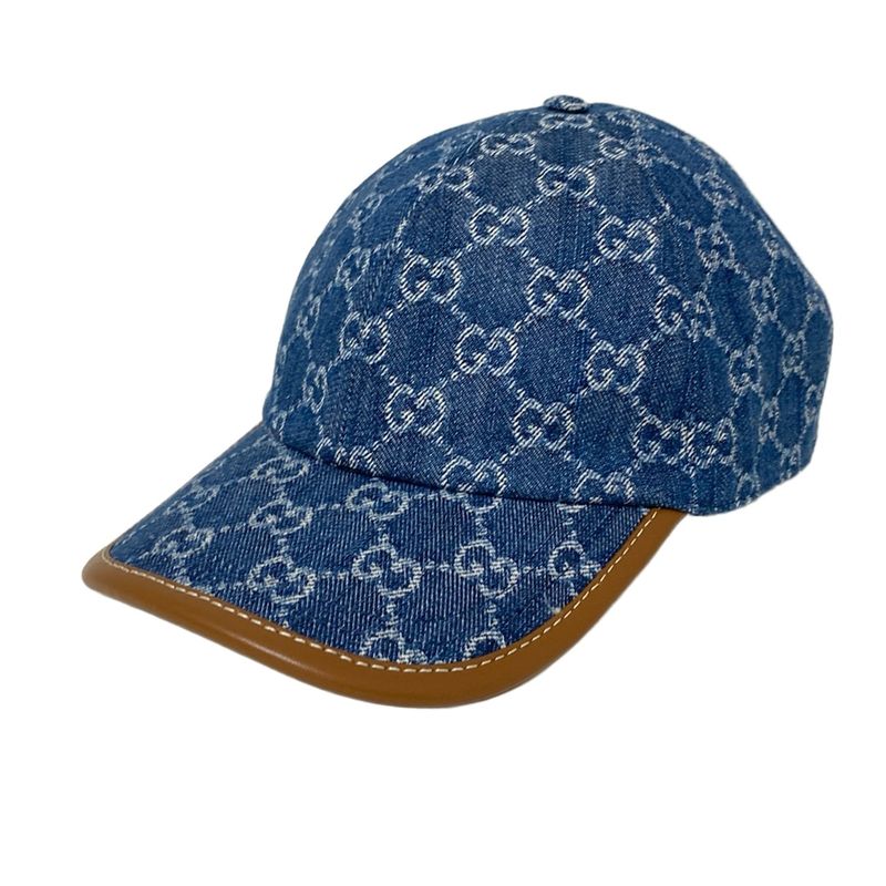 Gucci Cap XL 60cm (23.62in)excellent Condition GG Denim Baseball Cap 816450