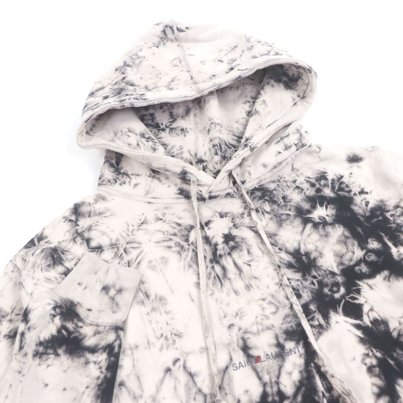 Saint Laurent Paris 2020 653942 Marble Tie-Dye Pattern Pullover Hoodie Beige