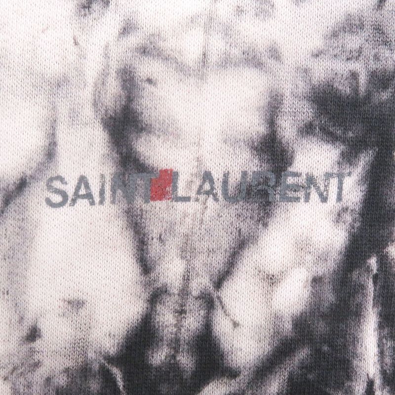 Saint Laurent Paris 2020 653942 Marble Tie-Dye Pattern Pullover Hoodie Beige