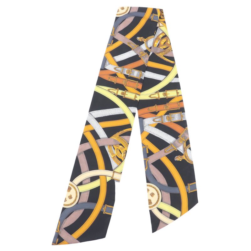 Hermes Maxi Twillie Cavalcadour 100% Silk Scarf with Belt Design Multi with