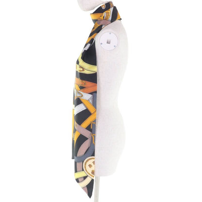 Hermes Maxi Twillie Cavalcadour 100% Silk Scarf with Belt Design Multi with