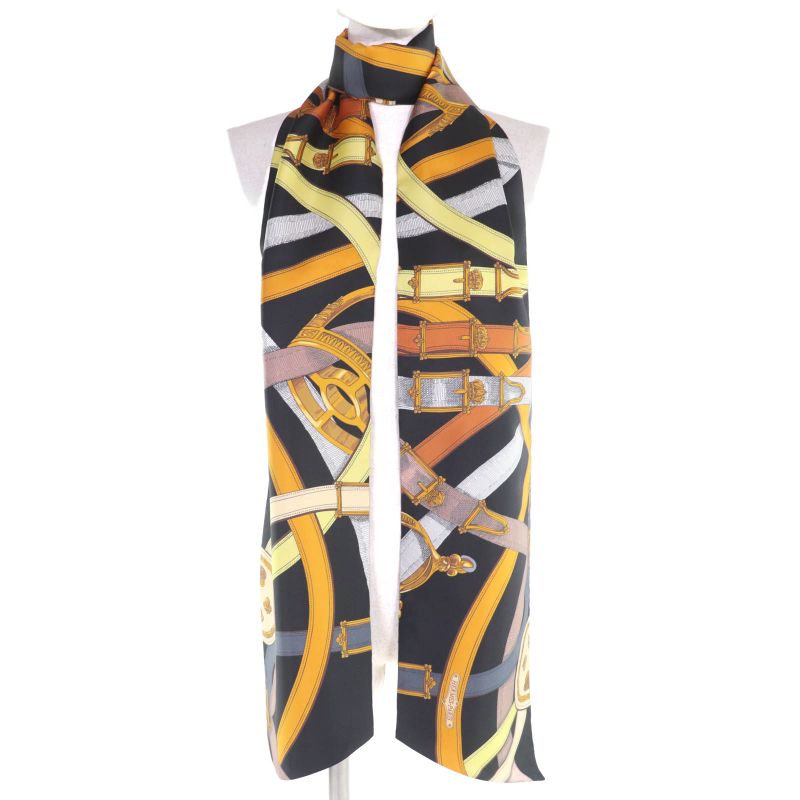 Hermes Maxi Twillie Cavalcadour 100% Silk Scarf with Belt Design Multi with