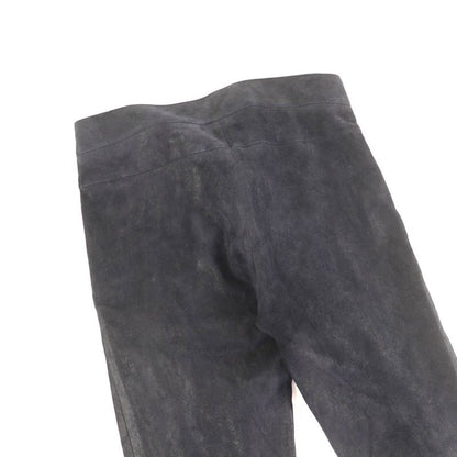 Good Chanel P46259 Checked Suede Leather Pants with Coco Mark Buttons Black 38