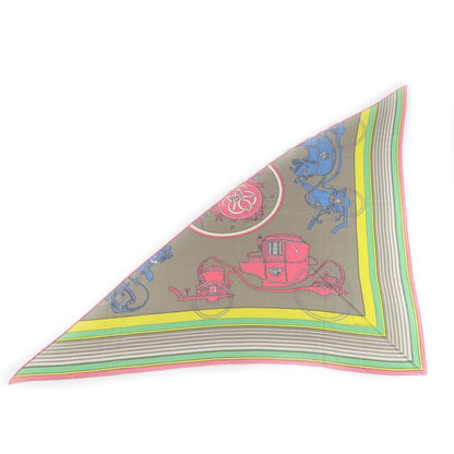 Hermes Triangle Exlibris Cashmere Silk Beige Sandle Pink Jeanne Vif Shawl with